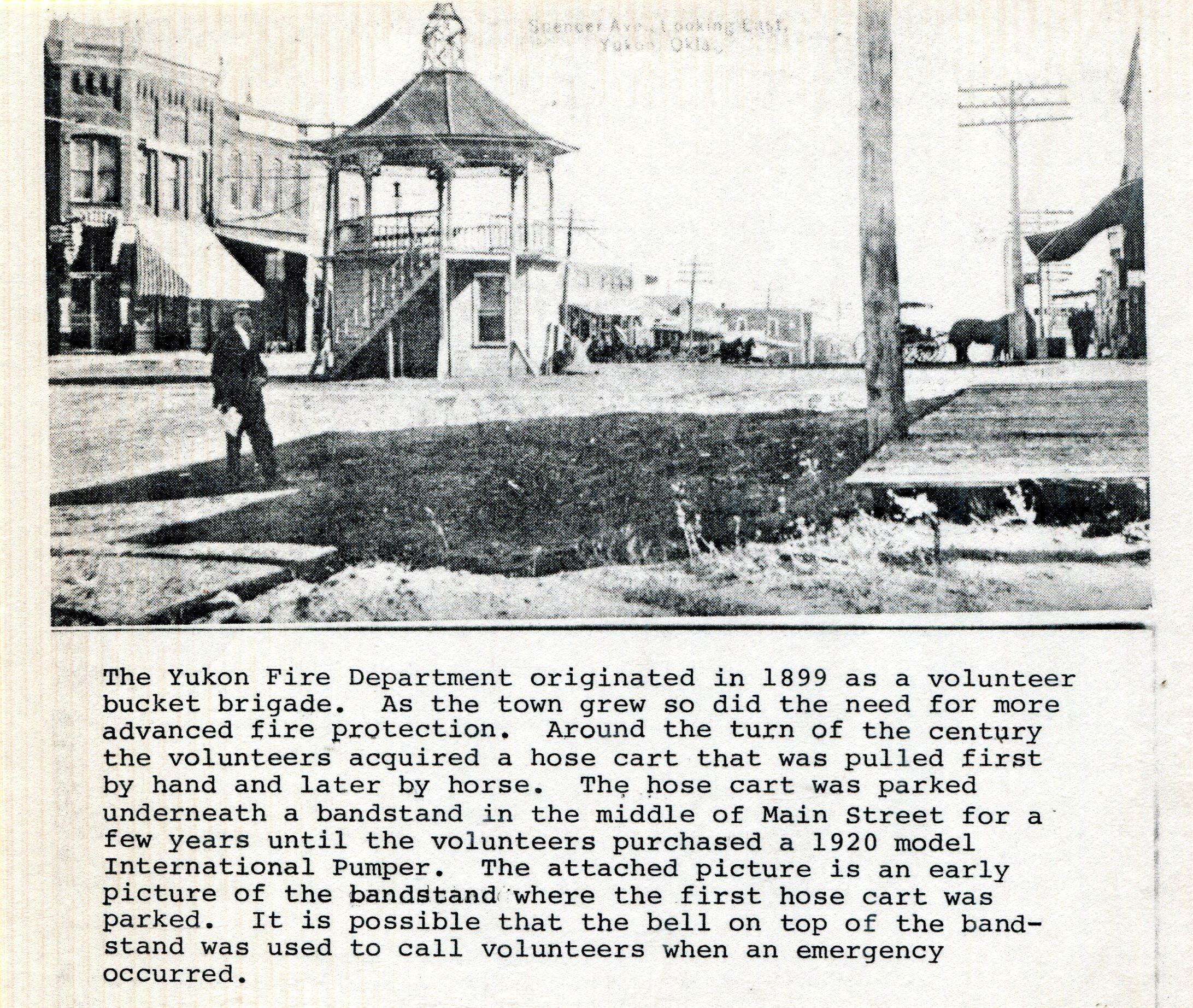 Old newspaper article on the beginning of the Yukon Fire Department