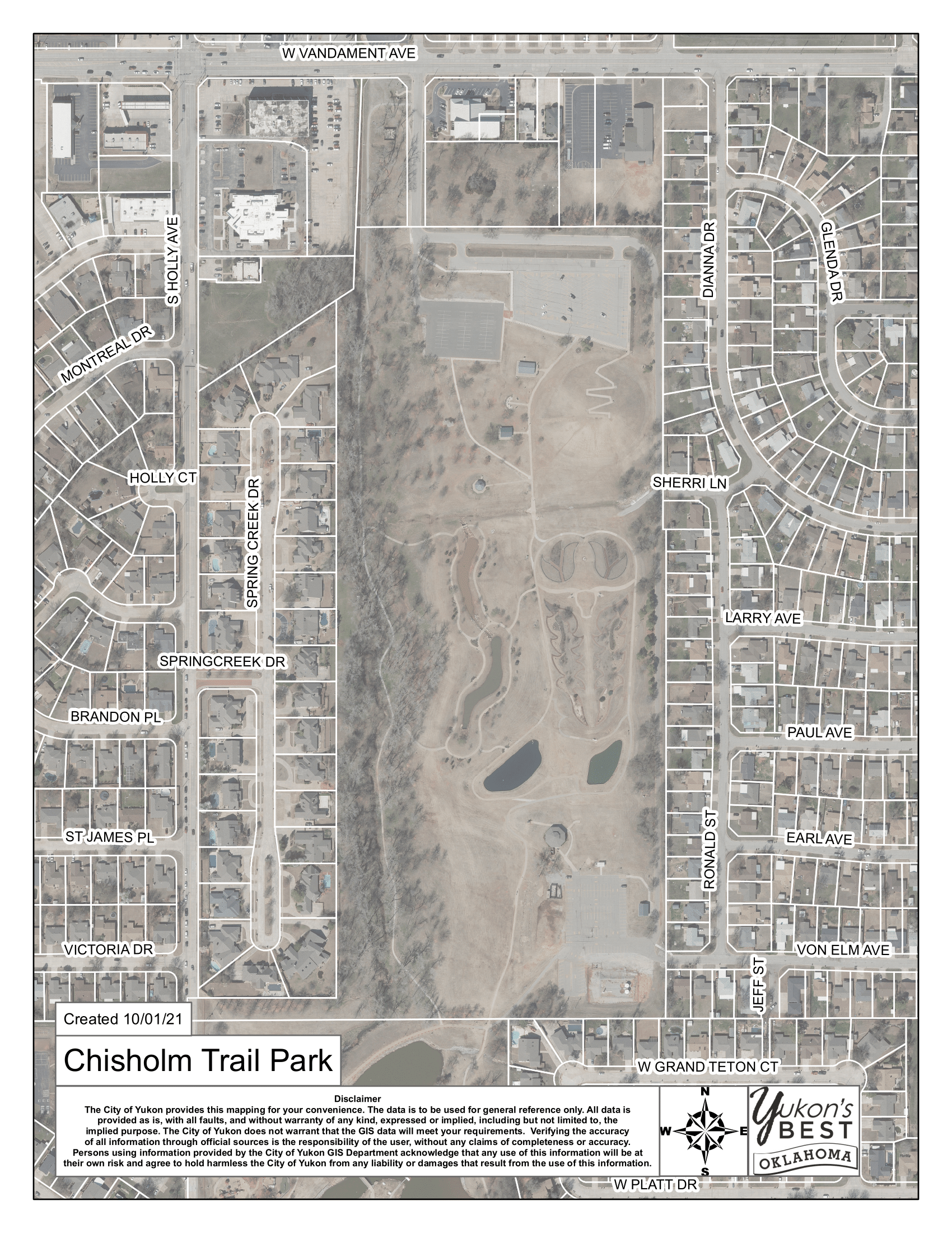 An aerial map of Chisholm Trail Park