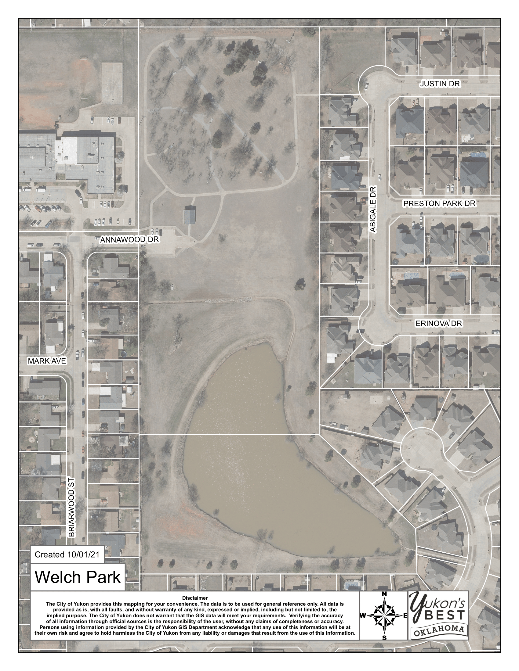 An aerial map of Welch Park